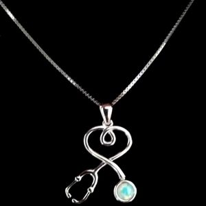 925 sterling stethoscope and opal necklace